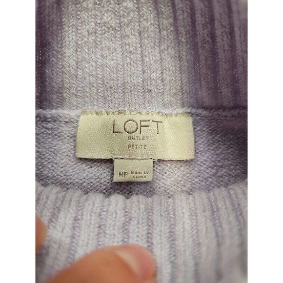 Loft Outlet Sweater Womens Medium Petite Purple With Black Polka Dots - Picture 4 of 7